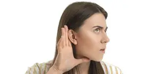 woman listening intently