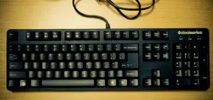 SteelSeries keyboard on desk